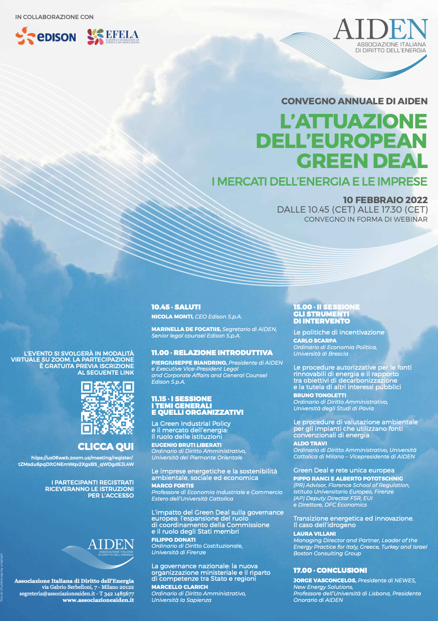 L&rsquo;attuazione dell&rsquo;European Green Deal. I mercati dell'Energia e le Imprese